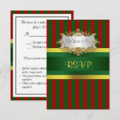Kerstfeest Rood Goud Goud RSVP Kaartje (Voorkant / Achterkant)