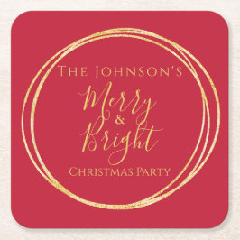 Kerstfeest rood goud kartonnen onderzetters