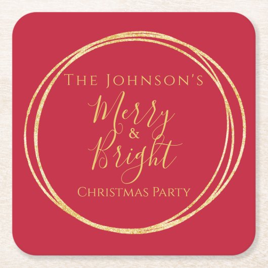 Kerstfeest rood goud kartonnen onderzetters (Voorkant)