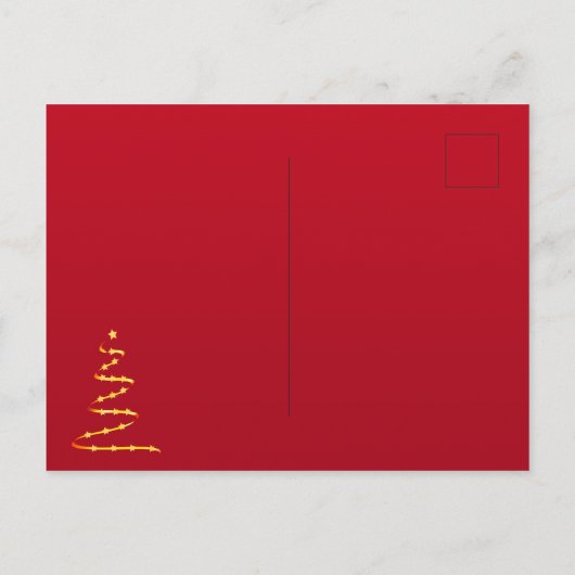 Kerstfeest rood goud moderne boomuitnodiging briefkaart (Achterkant)