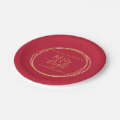 Kerstfeest rood goud papieren bordje (Gekanteld)