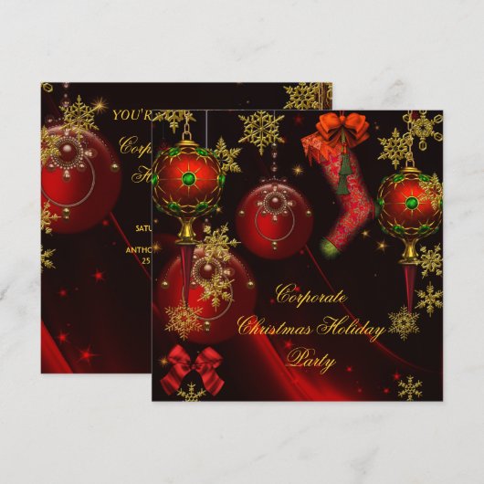 KERSTFEEST Rood Goud Vakantie Corporate Kaart (Voorkant / Achterkant)