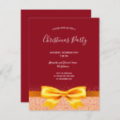 Kerstfeest rood gouden boog uitnodiging (Voorkant / Achterkant)