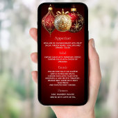 Kerstfeest rood gouden kerstballen dinerkaart kaart