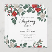 Kerstfeest Rood Groen Bloemen Kaart (Voorkant / Achterkant)