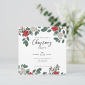 Kerstfeest Rood Groen Bloemen Kaart (Staand voorkant)