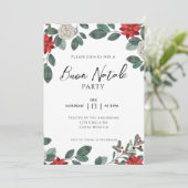 Kerstfeest Rood Groen Bloemen Kaart (Staand voorkant)