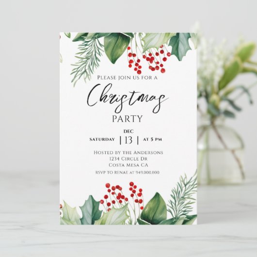 Kerstfeest rood groen kaart (Staand voorkant)