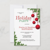 KERSTFEEST Rood Groen Ornament Pijnsneeuw Kaart (Voorkant)