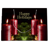 Kerstfeest Rood Kaarsen Winter Vakanties Groot Cadeauzakje (Voorkant)