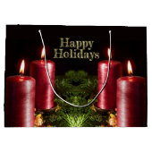 Kerstfeest Rood Kaarsen Winter Vakanties Groot Cadeauzakje (Achterkant)