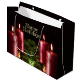 Kerstfeest Rood Kaarsen Winter Vakanties Groot Cadeauzakje (Voorkant Gekanteld)