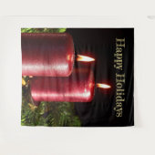 Kerstfeest Rood Kaarsen Winter Vakanties Wandkleed (Voorkant (horizontaal))