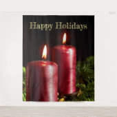 Kerstfeest Rood Kaarsen Winter Vakanties Wandkleed (Voorkant)