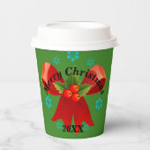 Kerstfeest (Rood kerstlint) Papieren Bekers (Voorkant)