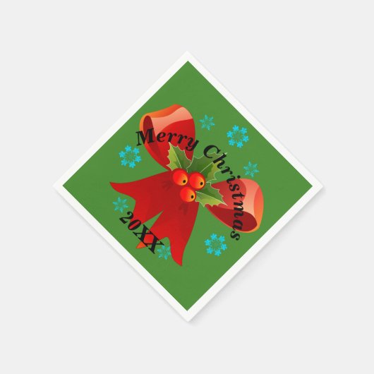 Kerstfeest (Rood kerstlint) Servet (Hoek)