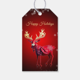 Kerstfeest Rood Rendier Winter Vakantie Cadeaulabel