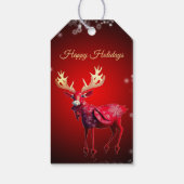 Kerstfeest Rood Rendier Winter Vakantie Cadeaulabel (Achterkant)