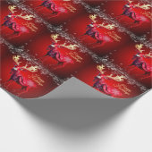 Kerstfeest Rood Rendier Winter Vakantie Cadeaupapier (Hoek)