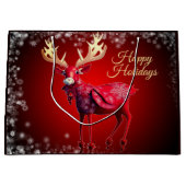 Kerstfeest Rood Rendier Winter Vakantie Groot Cadeauzakje (Voorkant)