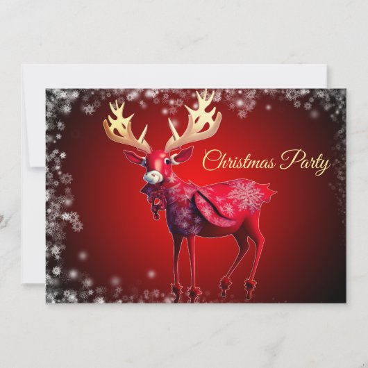 Kerstfeest Rood Rendier Winter Vakantie Kaart (Voorkant)