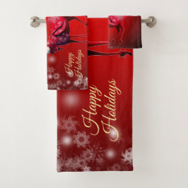 Kerstfeest Rood Rendier Winter Vakanties Bad Handdoek