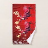 Kerstfeest Rood Rendier Winter Vakanties Bad Handdoek (Handdoek)