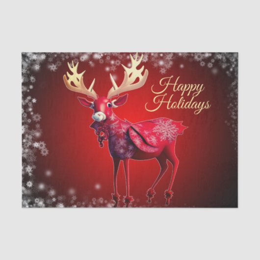 Kerstfeest Rood Rendier Winter Vakanties Tissuepapier (Voorkant)