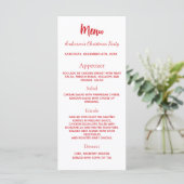 Kerstfeest rood wit diner menu kaart (Staand voorkant)