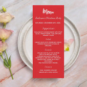 Kerstfeest rood wit diner menu kaart