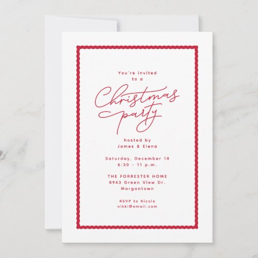 Kerstfeest rood wit eenvoudig kaart (Voorkant)