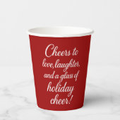 Kerstfeest rood wit liefde lachen juichen papieren bekers (Achterkant)