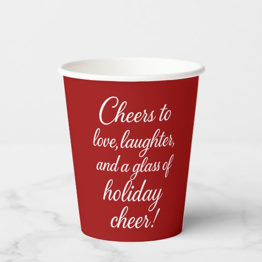 Kerstfeest rood wit liefde lachen juichen papieren bekers (Achterkant)