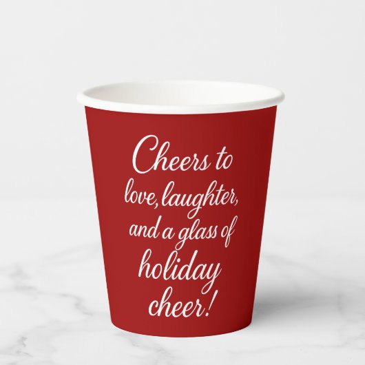 Kerstfeest rood wit liefde lachen juichen papieren bekers (Voorkant)