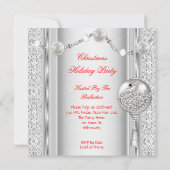 Kerstfeest Rood Zilver Wit Christmas 4 Kaart (Achterkant)