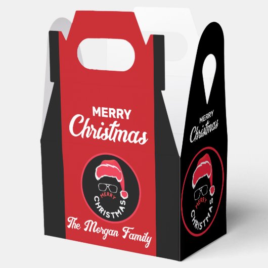 Kerstfeest rood zwart bedankdoosjes (Geopend)