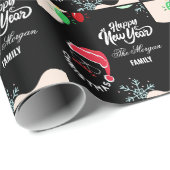 Kerstfeest rood zwart cadeaupapier (Rol Hoek)