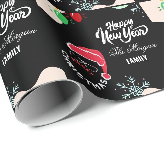 Kerstfeest rood zwart cadeaupapier (Rol Hoek)