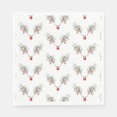 Kerstfeest Roodnosrenderpine Berries Servet (Voorkant)