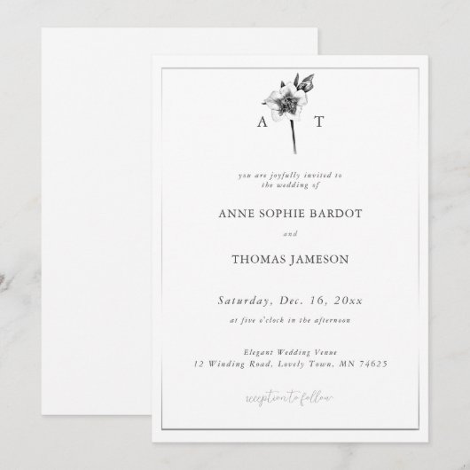 Kerstfeest Roos Crest Elegant Moderne Winterbruilo Kaart (Voorkant / Achterkant)