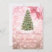 Kerstfeest Roos Gouden Xmas Tree Lights Ribbon Kaart (Voorkant)