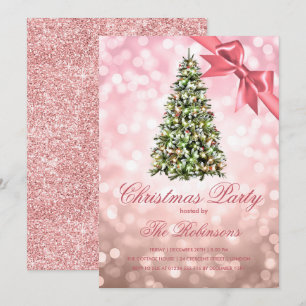 Kerstfeest Roos Gouden Xmas Tree Lights Ribbon Kaart