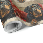 Kerstfeest Rottweiler hond  Cadeaupapier (Rol Hoek)