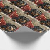 Kerstfeest Rottweiler hond  Cadeaupapier (Hoek)