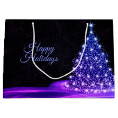 Kerstfeest Roze Blauwe Boom Winter Zwart Rustiek Groot Cadeauzakje (Voorkant)