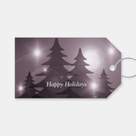Kerstfeest Roze Bomen Vakantie Winter Elegant Cadeaulabel