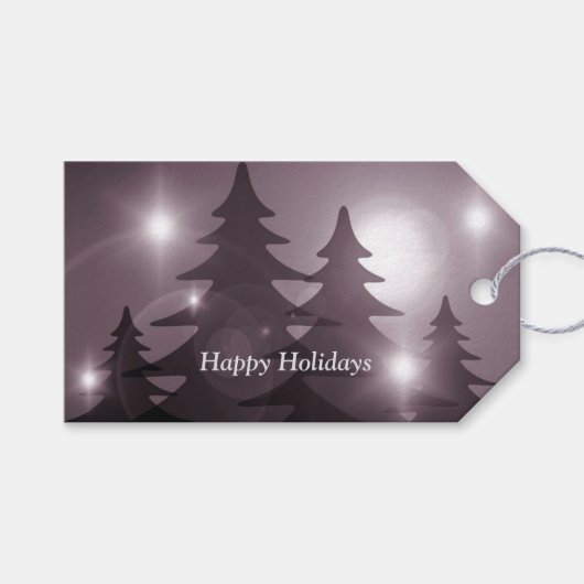 Kerstfeest Roze Bomen Vakantie Winter Elegant Cadeaulabel (Voorkant (Horizontaal))
