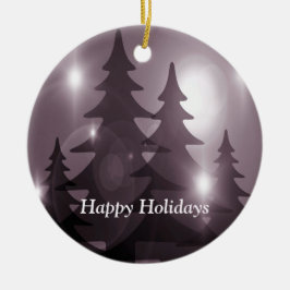Kerstfeest Roze Bomen Vakantie Winter Elegant Keramisch Ornament