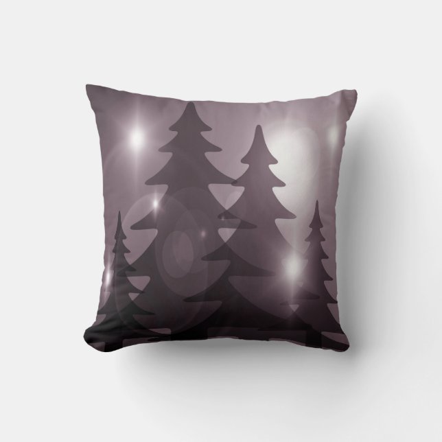 Kerstfeest Roze Bomen Vakantie Winter Elegant Kussen (Voorkant)