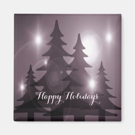 Kerstfeest Roze Bomen Vakantie Winter Elegant Magneet